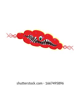 Cartoon virus character vector illustration on white background. cute monster vector illustration.