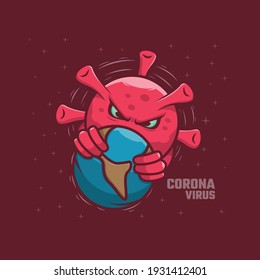 ilustración de diseño de virus de dibujos animados y vectores terrestres. estilo de dibujos animados planos