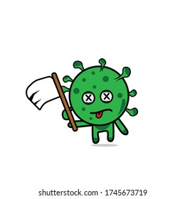 cartoon virus illustration of losing and giving up