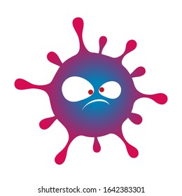 Cartoon virus symbol, microbe, bacteria icon on a white background. evil character. Vector  
