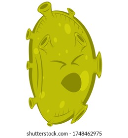 Cartoon Of A Virus Yawning - Vector Illustration