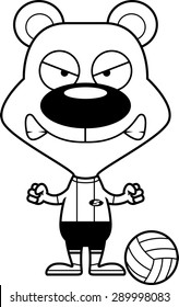 A cartoon volleyball player bear looking angry.