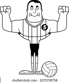 A cartoon volleyball player looking angry.