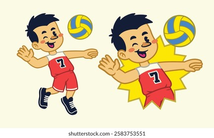 Cartoon of Volleyball Player Mascot Illustration