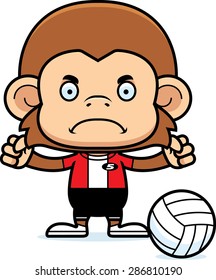 A cartoon volleyball player monkey looking angry.