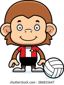 A cartoon volleyball player monkey smiling.