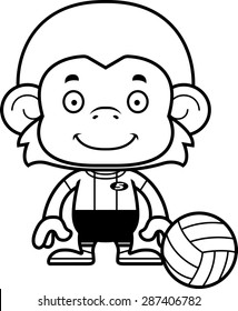 A cartoon volleyball player monkey smiling.
