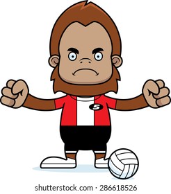 A cartoon volleyball player sasquatch looking angry.