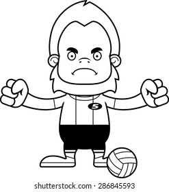 A cartoon volleyball player sasquatch looking angry.