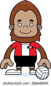 A cartoon volleyball player sasquatch smiling.