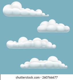 cartoon volumetric clouds on blue sky