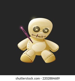Cartoon voodoo doll. Dark magic. Halloween.