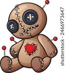 Cartoon voodoo doll isolated on white background