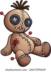 Cartoon voodoo doll isolated on white background