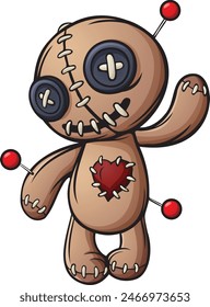 Cartoon voodoo doll waving hand