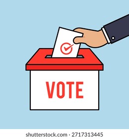 Votación de la caja de votación de dibujos animados e ilustración de la mano