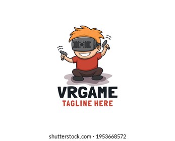 Cartoon VR game logo design illustration