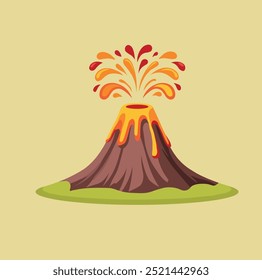  ilustração de vetor de erupção vulcânica de desenho animado