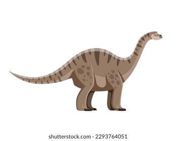 Cartoon Vulcanodon dinosaur character. Extinct reptile, Jurassic era monster or prehistoric dinosaur. Paleontology lizard, herbivorous Vulcanodon comic vector personage with long neck and tail