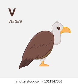 Cartoon vulture, cute character for children. Vector illustration in cartoon style. Animal alphabet.