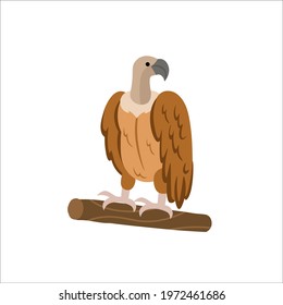 Cartoon vulture on a white background.Flat cartoon illustration for kids.