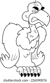 A cartoon vulture perched with an angry expression.