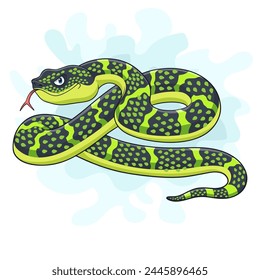 Cartoon wagler snake on white background