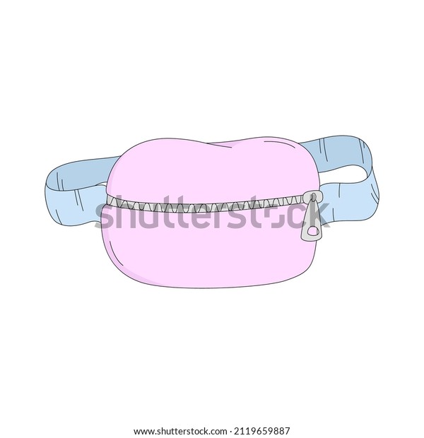 Cartoon waist bag. Vector illustration of\
fanny pack isolated on white\
background