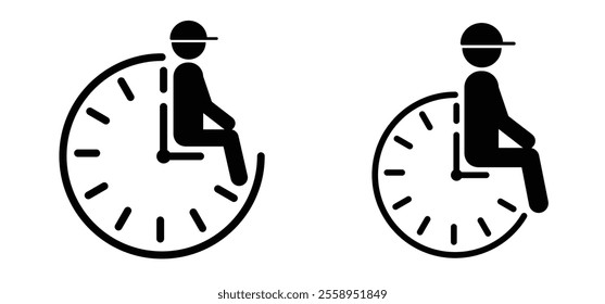 Cartoon waiting room icon. Doctor, office, patient waiting room with clock and chair. A waiting room or reception area is a room where people sit or stand for an appointment they are waiting for.