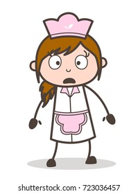 Cartoon Waitress Scared Face Vector Illustration