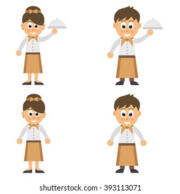 cartoon waitress set