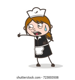 Cartoon Waitress Shouting in Aggression Vector Illustration