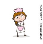 Cartoon Waitress Slightly Smiling Face Vector Illustration