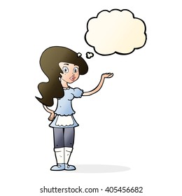 cartoon waitress with thought bubble