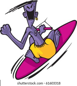 A cartoon wake board rider. Vector file available.