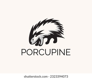 cartoon walk hedgehog porcupine logo icon symbol design template illustration inspiration