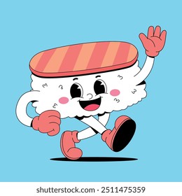 Vector de sushi de salmón de dibujos animados
