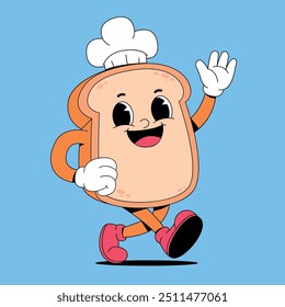 Cartoon walking slice of bread vector