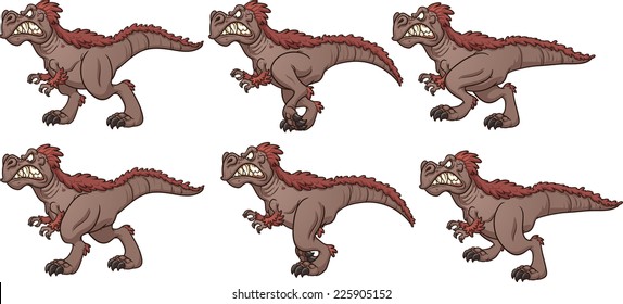 Cartoon walking T-rex ready for animation. Vector clip art illustration with simple gradients. Each frame on a separate layer.