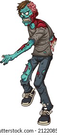 Cartoon walking zombie. Vector clip art illustration with simple gradients. All in a single layer.