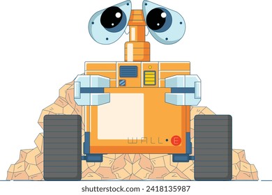 Cartoon Wall-E Vector, Cute Wall-E Character Vector Illustration