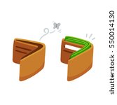 Cartoon wallet, full with cash and empty with moth. Business and finance vector illustration.