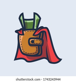 Cartoon Wallet Hero Mascot Logo