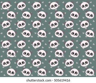 Cartoon wallpaper.
Seamless Panda Pattern with Heart