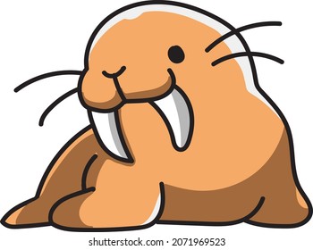 Cartoon walrus for babies and little kids. Picture isolated on white background