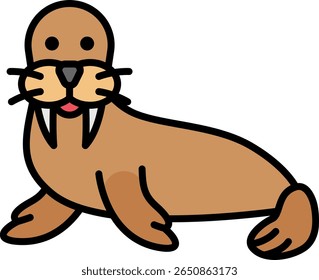 Personagem Walrus Desenho Animado com Bolsas