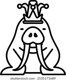 A cartoon of a walrus with a crown on his head