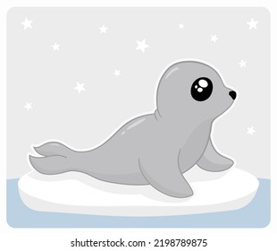 Cartoon of a walrus. cute simple animal in Vector illustration.
