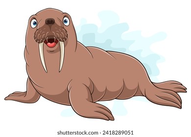 Cartoon walrus isolated on white background