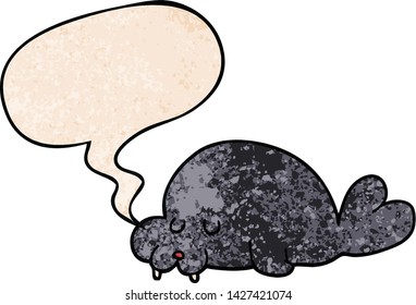 Cartoon-Walrus mit Sprachblase im Retro-Stil